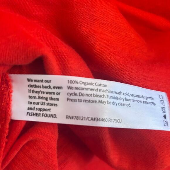 Eileen Fisher Organic Cotton Red Orange Top Tunic Slit Sustainable Size PP 2/4P - Picture 4 of 6